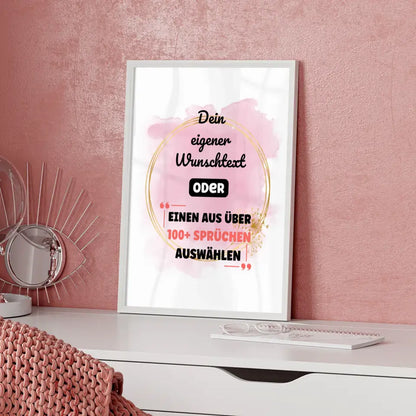 Personalisiertes Poster Wasserfarben Pink mit Wunschtext & Hintergründen