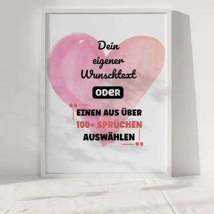 Personalisiertes Poster Wasserfarben Herz mit Wunschtext & Hintergründen