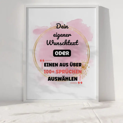 Personalisiertes Poster Wasserfarben Pink mit Wunschtext & Hintergründen