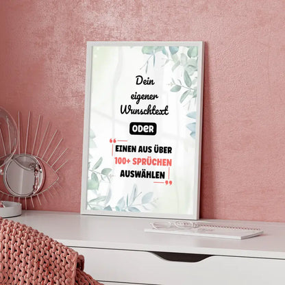 Personalisiertes Poster Wasserfarben Blätter mit Wunschtext & Hintergründen