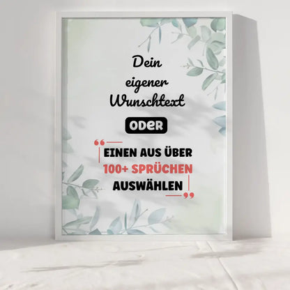 Personalisiertes Poster Wasserfarben Blätter mit Wunschtext & Hintergründen