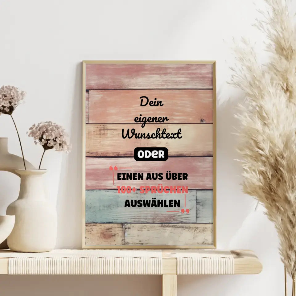 Personalisiertes Poster altes Holz mit Wunschtext & Hintergründen