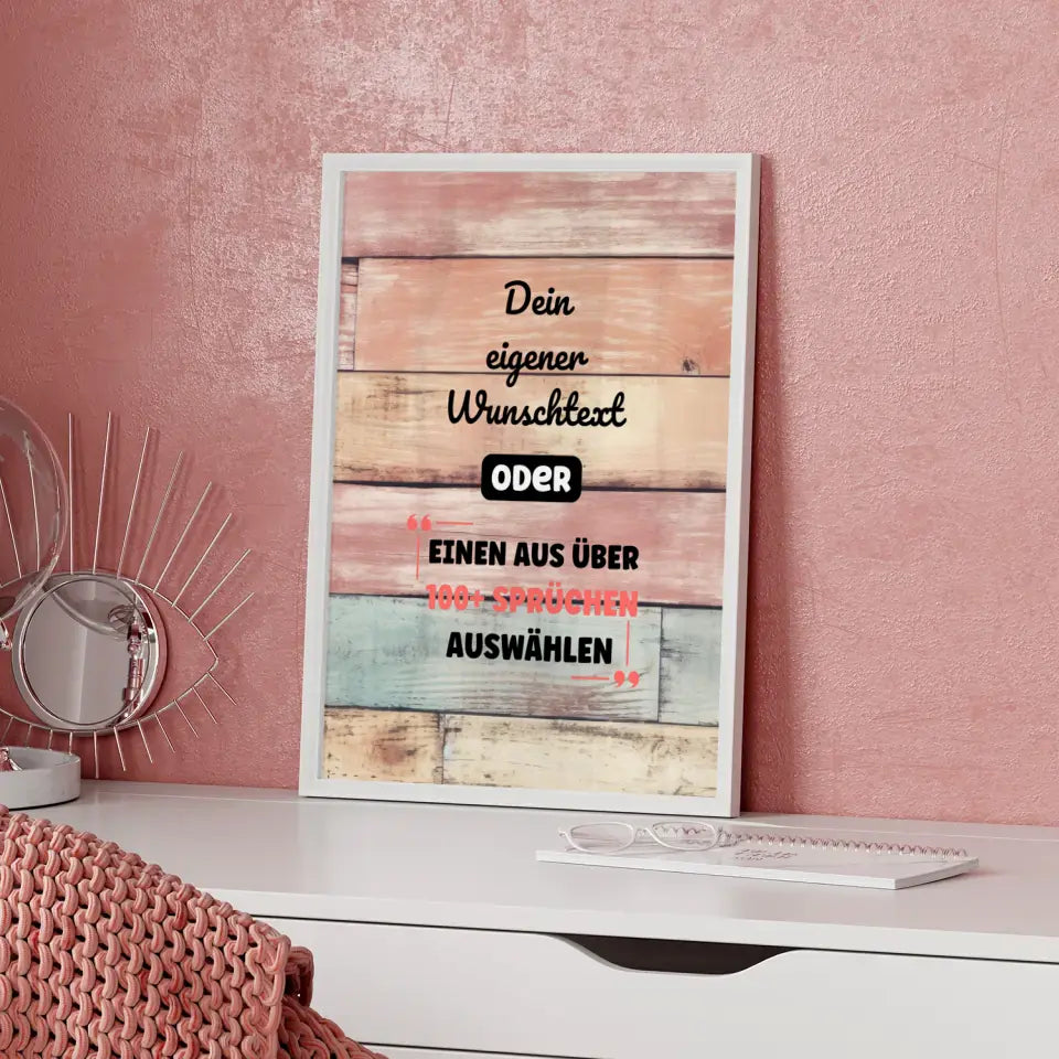 Personalisiertes Poster altes Holz mit Wunschtext & Hintergründen