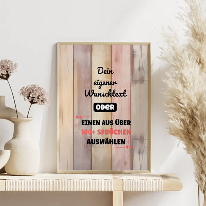 Personalisiertes Poster Holz mit Wunschtext & Hintergründen