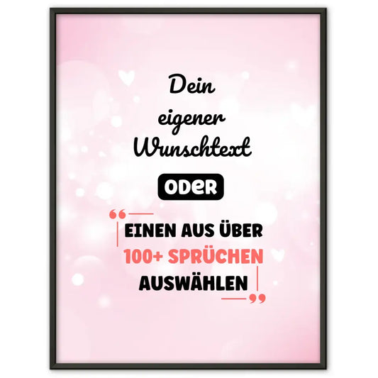 Personalisiertes Poster pinke Herzen mit Wunschtext & Hintergründen