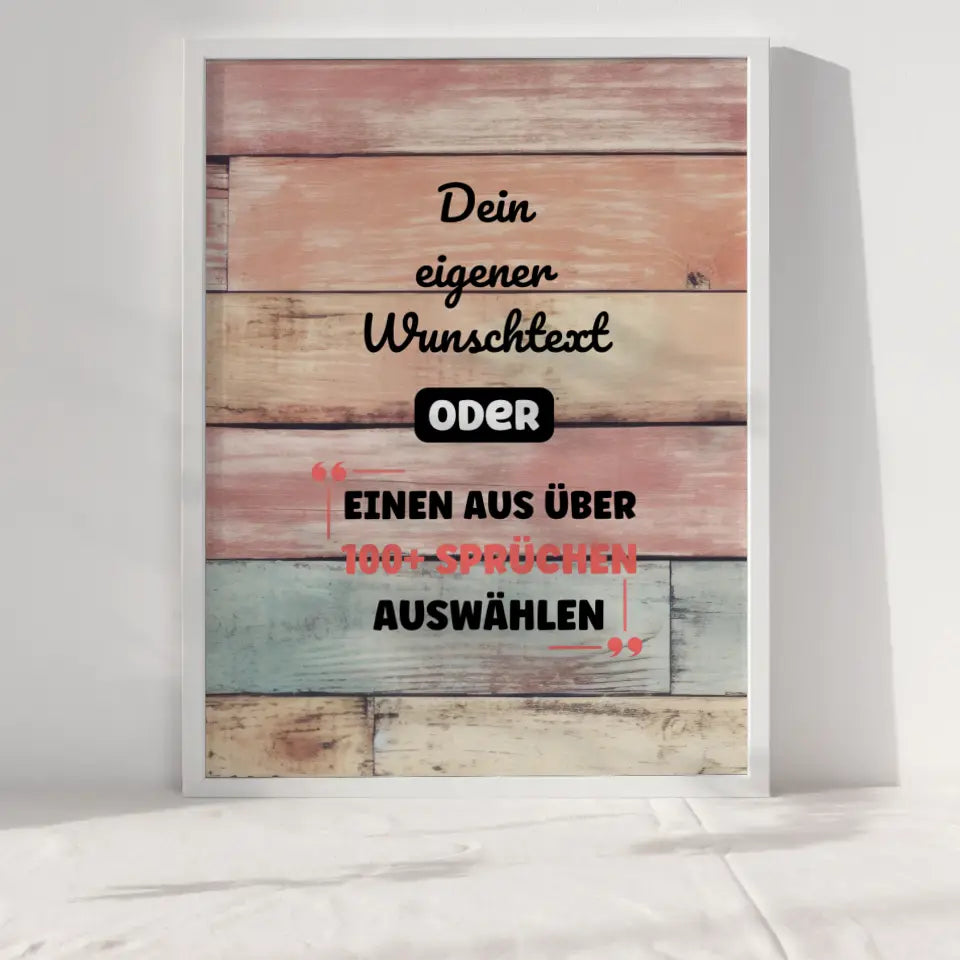 Personalisiertes Poster altes Holz mit Wunschtext & Hintergründen