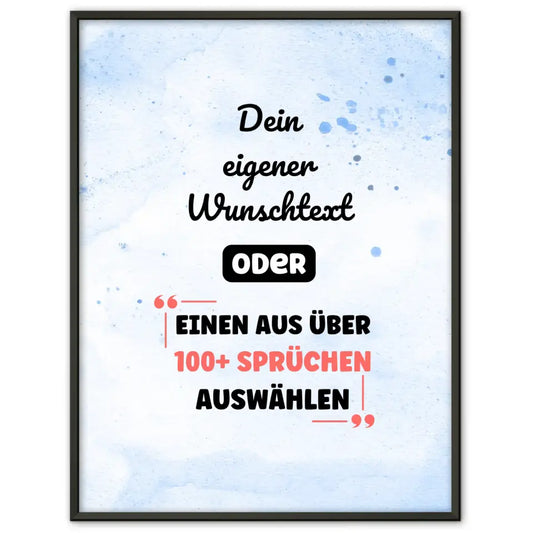 Personalisiertes Poster blau wasserfarben mit Wunschtext & Hintergründen