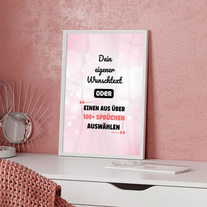 Personalisiertes Poster pinke Herzen mit Wunschtext & Hintergründen