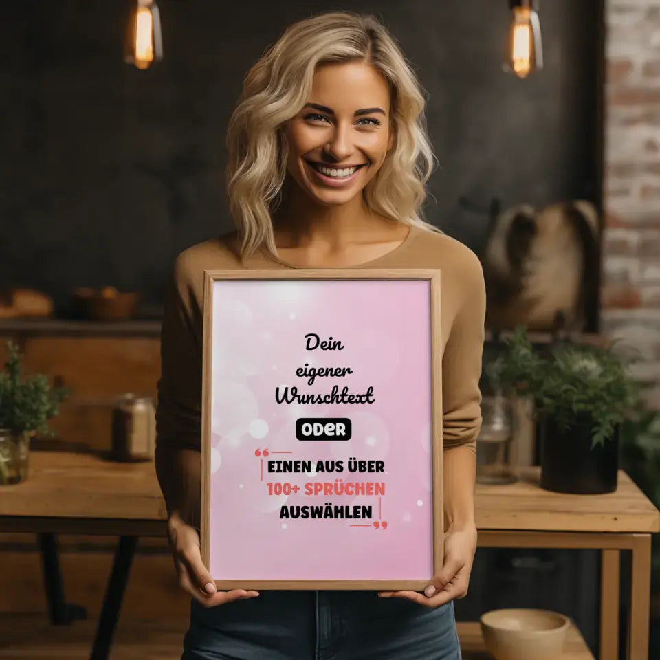 Personalisiertes Poster pink wasserfarben mit Wunschtext & Hintergründen