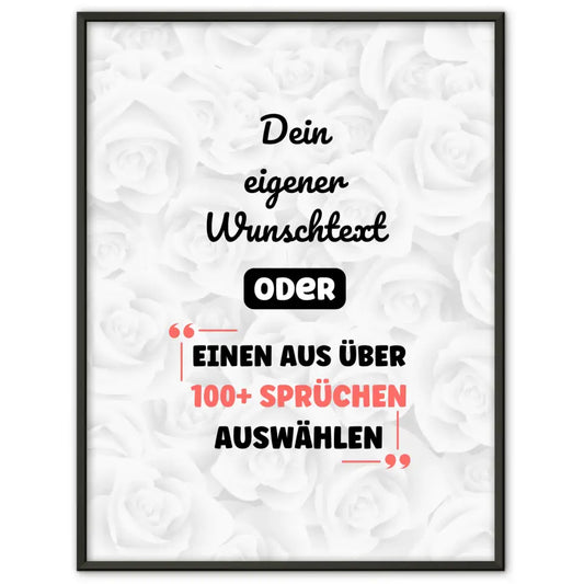 Personalisiertes Poster helle Rosen mit Wunschtext & Hintergründen