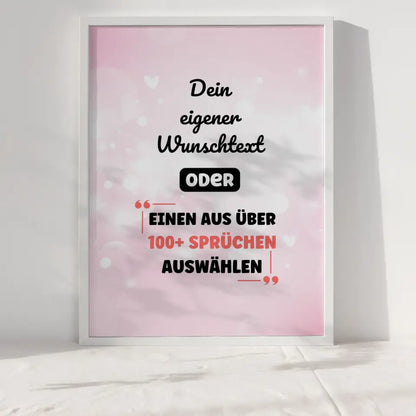 Personalisiertes Poster pinke Herzen mit Wunschtext & Hintergründen