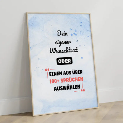 Personalisiertes Poster blau wasserfarben mit Wunschtext & Hintergründen