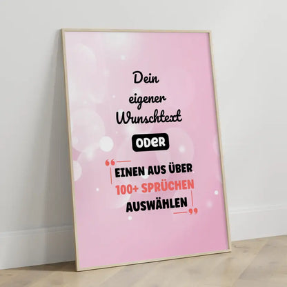 Personalisiertes Poster pink wasserfarben mit Wunschtext & Hintergründen