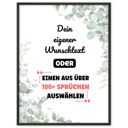 Personalisiertes Poster Blätterglück mit Wunschtext & Hintergründen