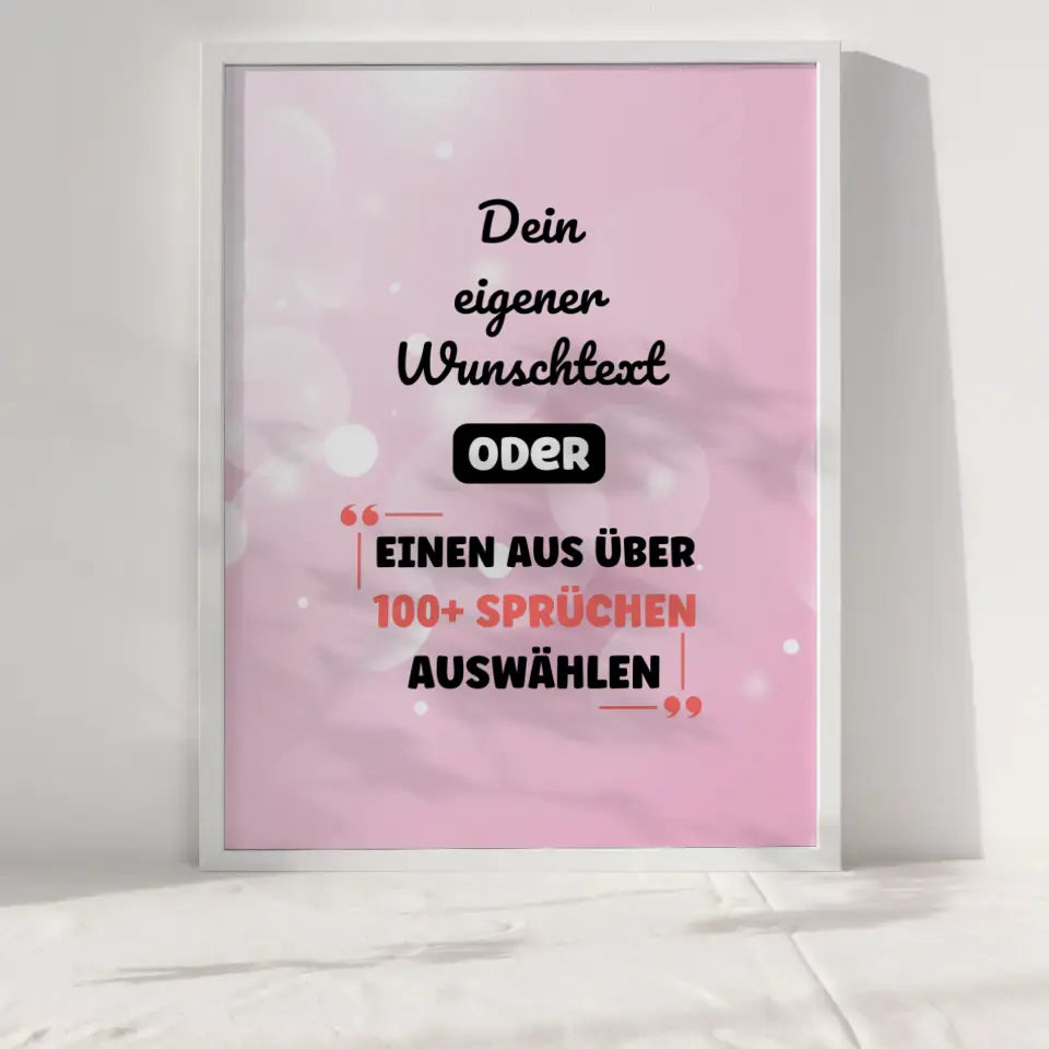 Personalisiertes Poster pink wasserfarben mit Wunschtext & Hintergründen