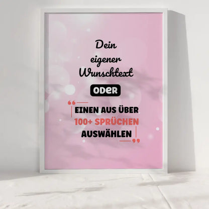 Personalisiertes Poster pink wasserfarben mit Wunschtext & Hintergründen