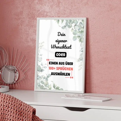 Personalisiertes Poster Blätterglück mit Wunschtext & Hintergründen