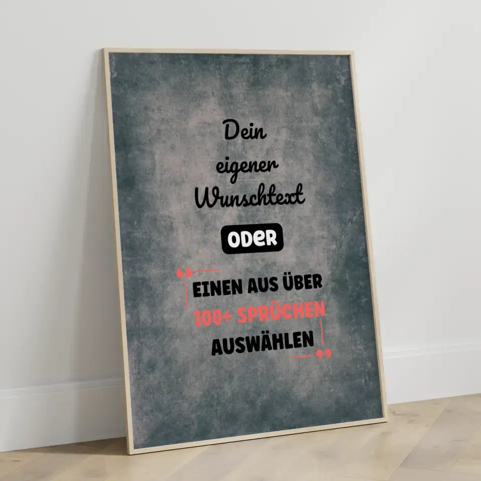 Personalisiertes Poster dunkle Wand mit Wunschtext & Hintergründen