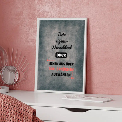 Personalisiertes Poster dunkle Wand mit Wunschtext & Hintergründen
