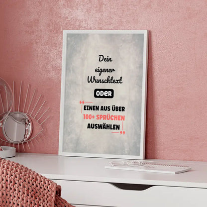 Personalisiertes Poster grauer Hintergrund mit Wunschtext & Hintergründen