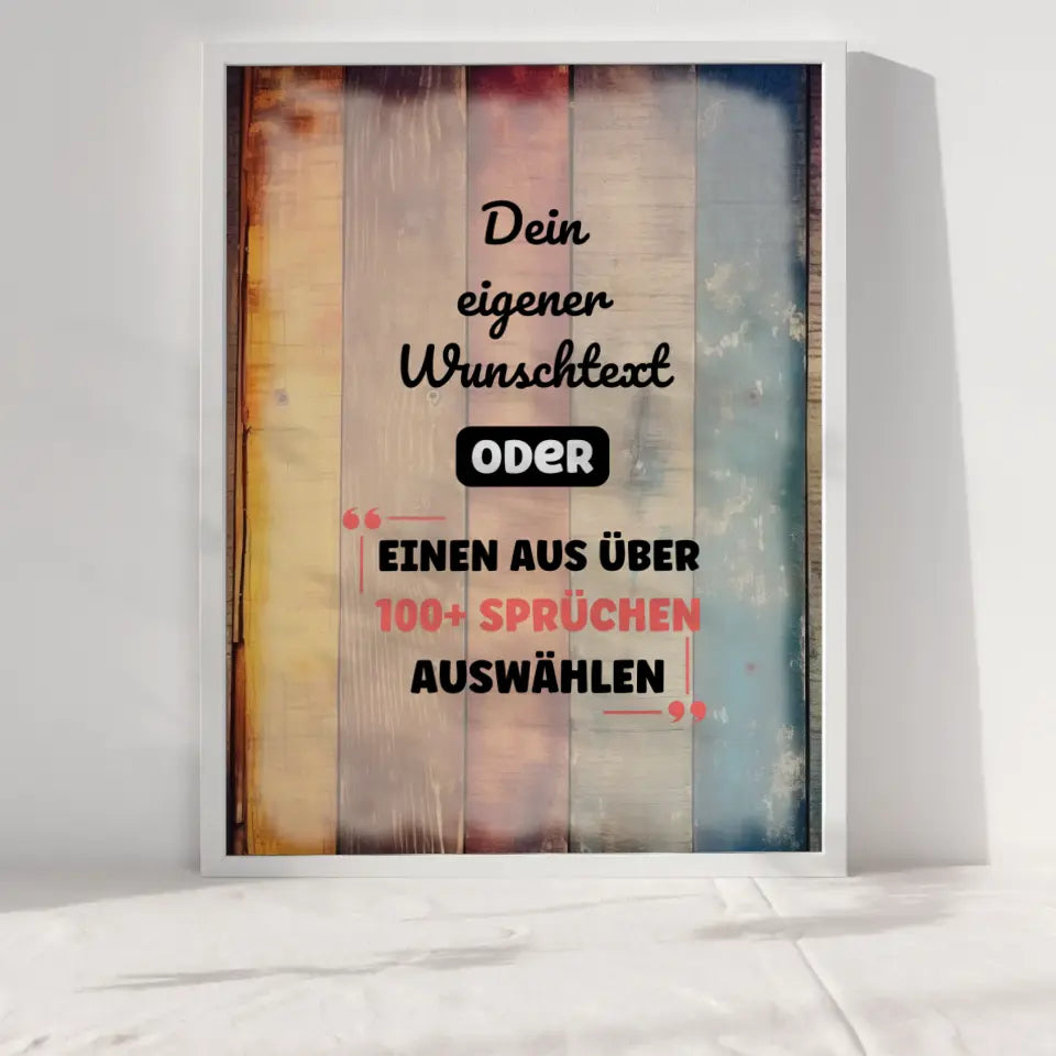 Personalisiertes Poster Holzstil mit Wunschtext & Hintergründen