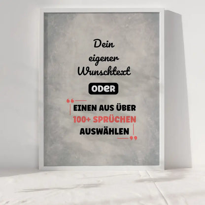 Personalisiertes Poster grauer Hintergrund mit Wunschtext & Hintergründen