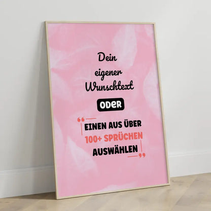 Personalisiertes Poster abstrakt Blätter pink mit Wunschtext & Hintergründen