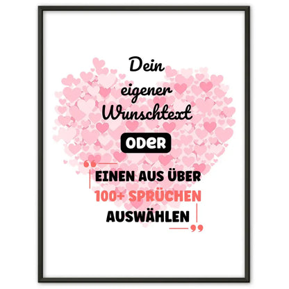 Personalisiertes Poster tausend pinke Herzen mit Wunschtext & Hintergründen