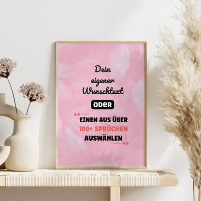 Personalisiertes Poster abstrakt Blätter pink mit Wunschtext & Hintergründen