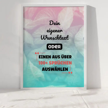 Personalisiertes Poster abstrakt Blätter mit Wunschtext & Hintergründen