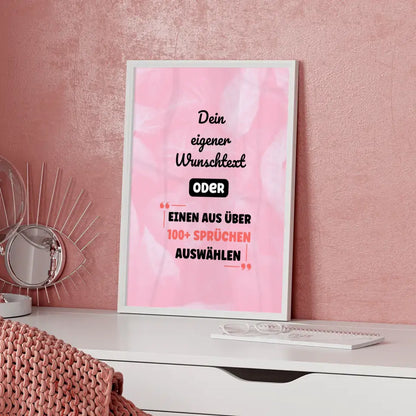 Personalisiertes Poster abstrakt Blätter pink mit Wunschtext & Hintergründen
