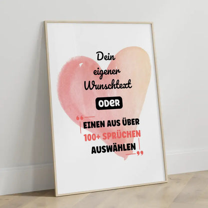 Personalisiertes Poster Wasserfarbenes Herz mit Wunschtext & Hintergründen