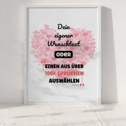 Personalisiertes Poster tausend pinke Herzen mit Wunschtext & Hintergründen