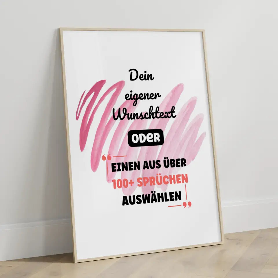 Personalisiertes Poster gemaltes Herz mit Wunschtext & Hintergründen