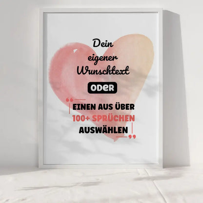 Personalisiertes Poster Wasserfarbenes Herz mit Wunschtext & Hintergründen