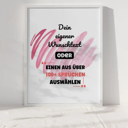 Personalisiertes Poster gemaltes Herz mit Wunschtext & Hintergründen