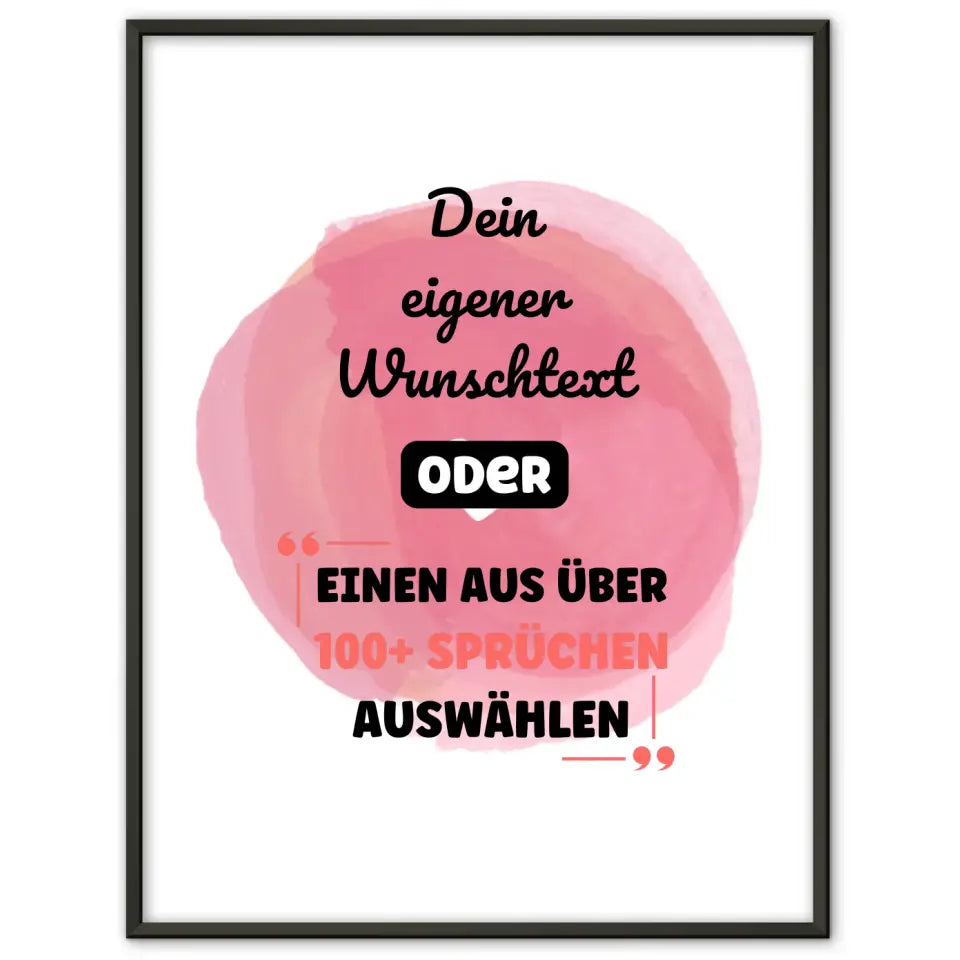 Personalisiertes Poster Wasserfarben Kreis mit Herz mit Wunschtext & Hintergründen