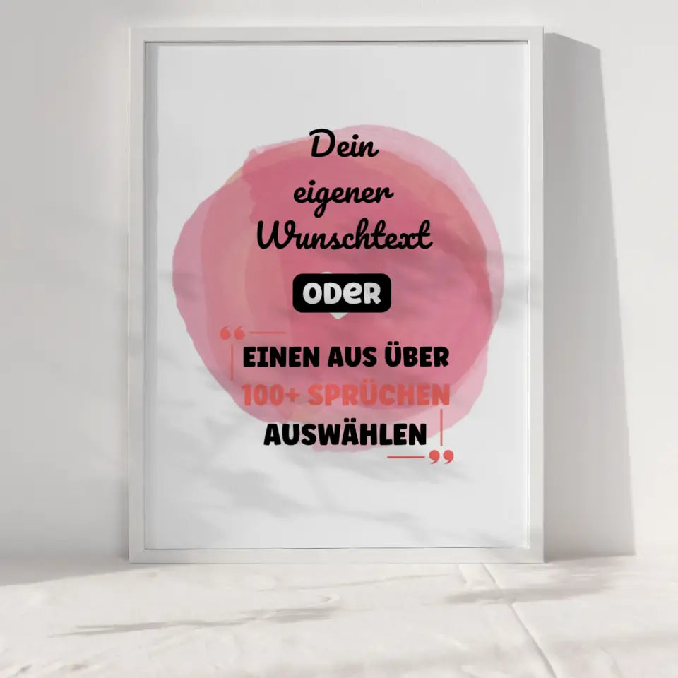 Personalisiertes Poster Wasserfarben Kreis mit Herz mit Wunschtext & Hintergründen