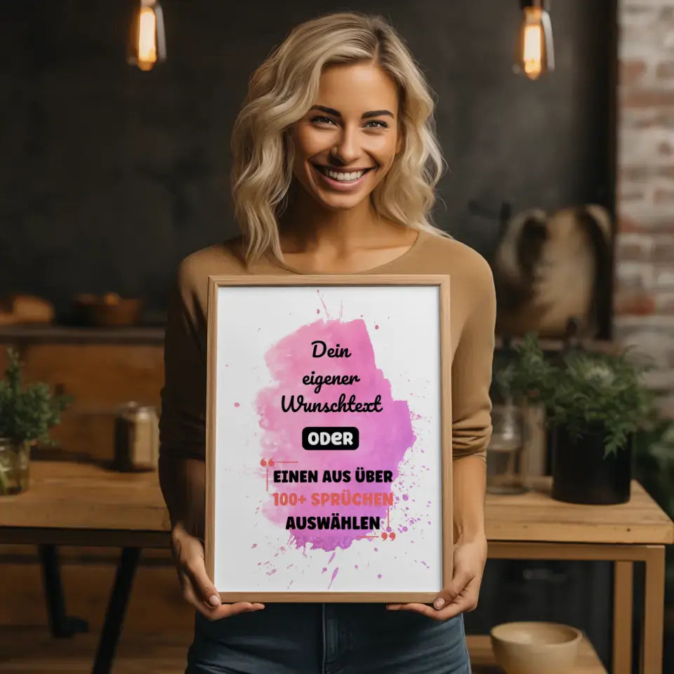 Personalisiertes Poster pink splash mit Wunschtext & Hintergründen