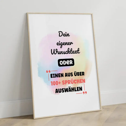 Personalisiertes Poster bunter Wasserfarben Kreis mit Wunschtext & Hintergründen