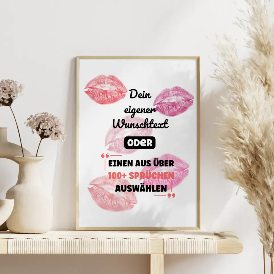 Personalisiertes Poster bunte Küsse mit Wunschtext & Hintergründen