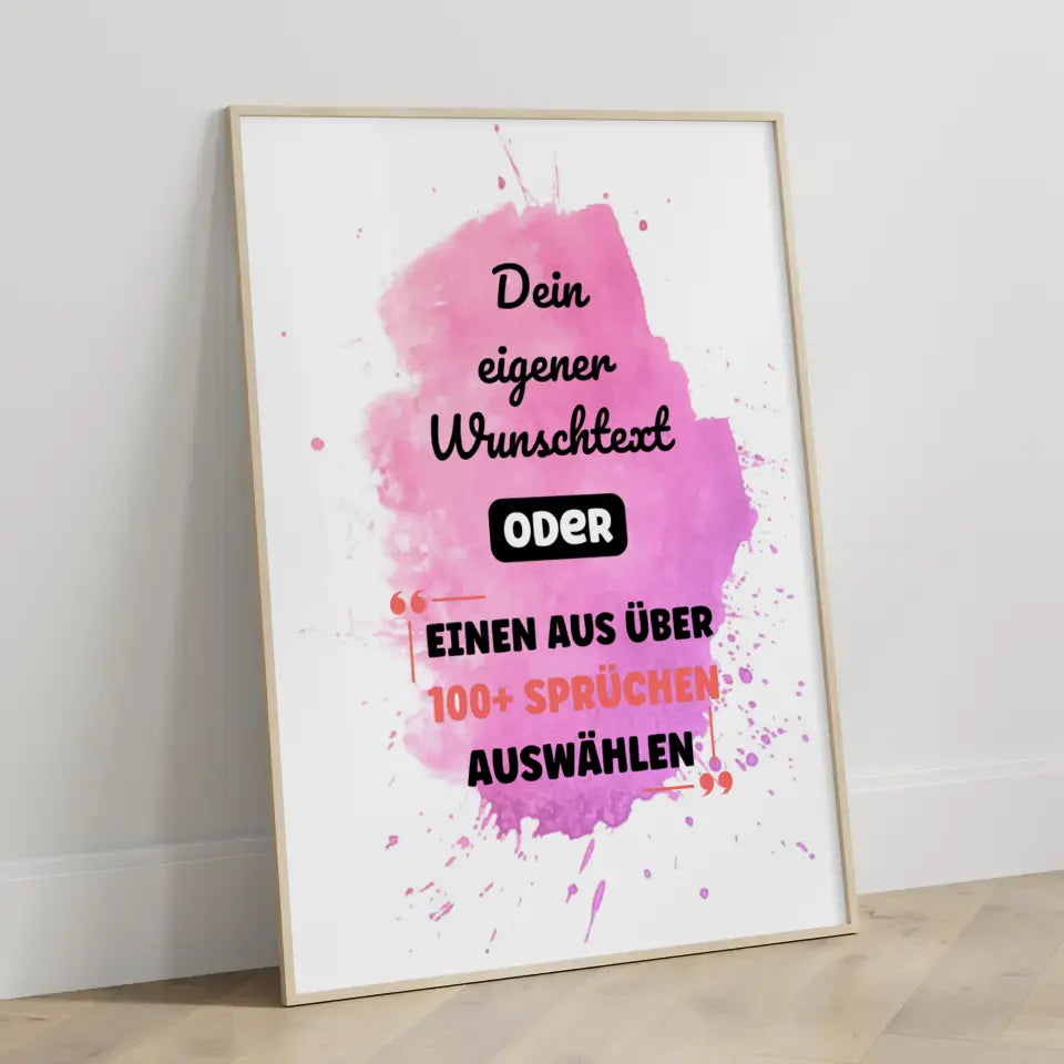 Personalisiertes Poster pink splash mit Wunschtext & Hintergründen