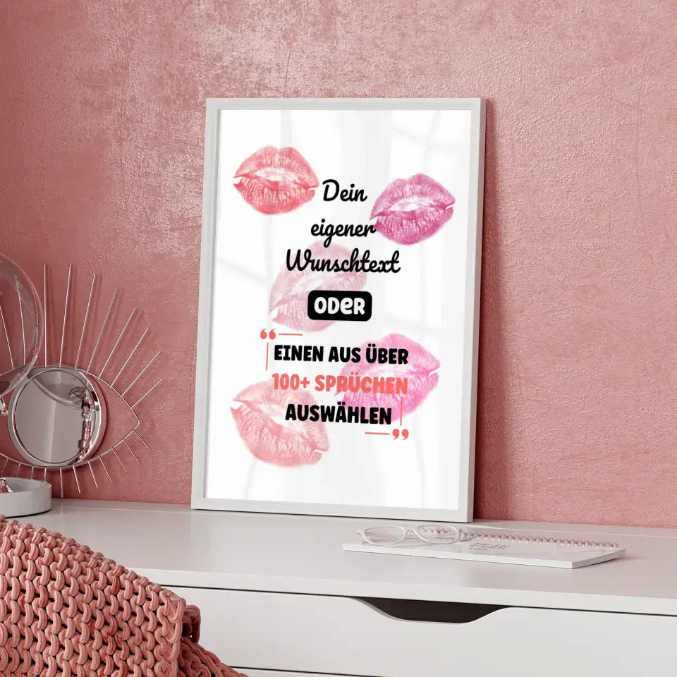 Personalisiertes Poster bunte Küsse mit Wunschtext & Hintergründen