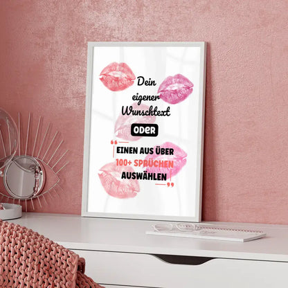 Personalisiertes Poster bunte Küsse mit Wunschtext & Hintergründen