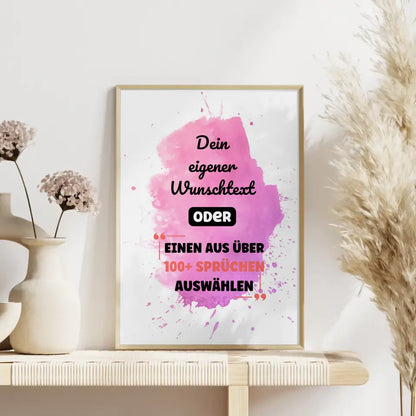 Personalisiertes Poster pink splash mit Wunschtext & Hintergründen