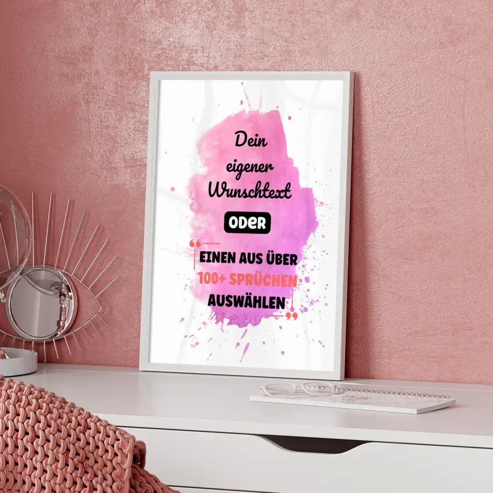 Personalisiertes Poster pink splash mit Wunschtext & Hintergründen