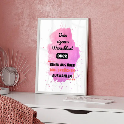 Personalisiertes Poster pink splash mit Wunschtext & Hintergründen