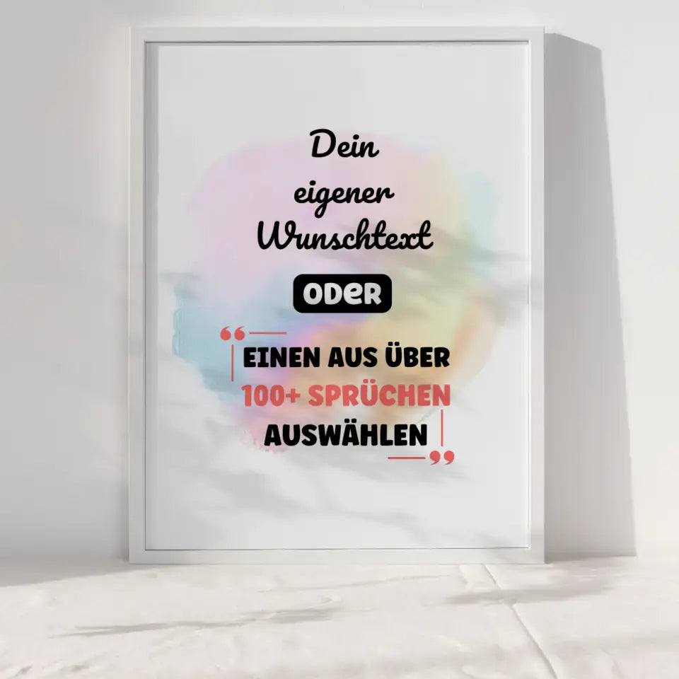 Personalisiertes Poster bunter Wasserfarben Kreis mit Wunschtext & Hintergründen