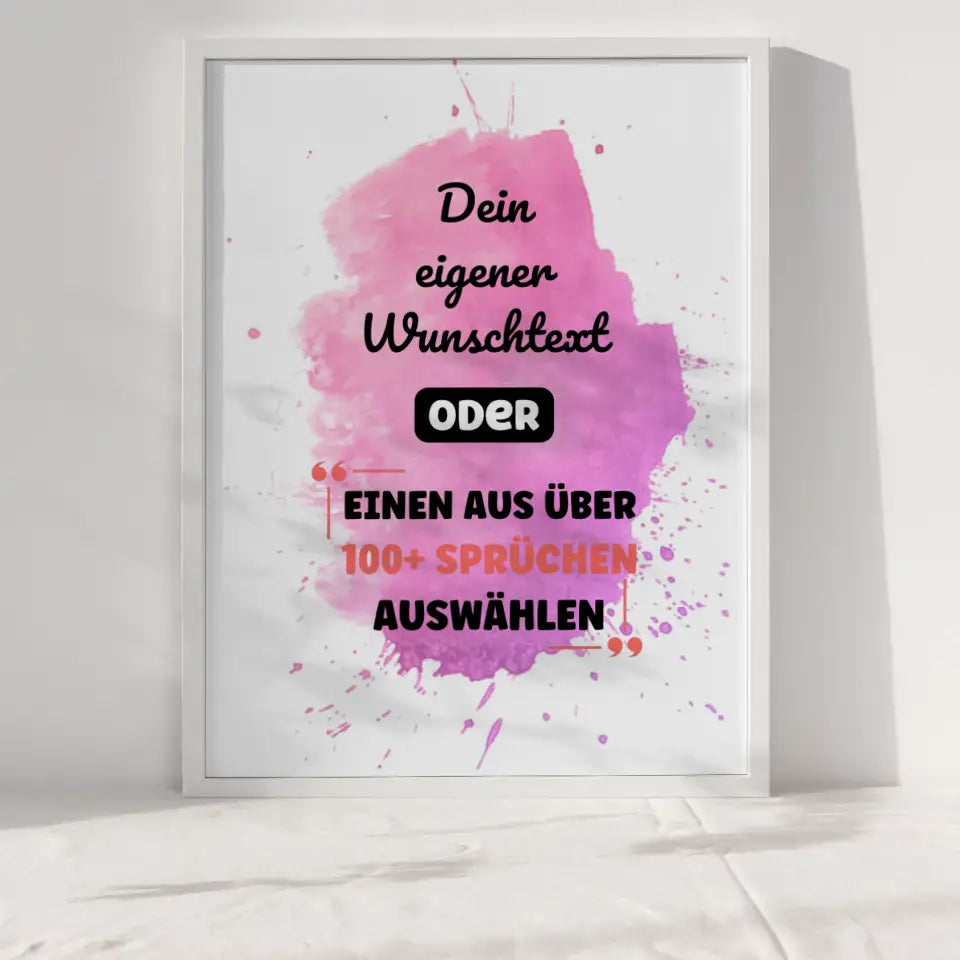 Personalisiertes Poster pink splash mit Wunschtext & Hintergründen