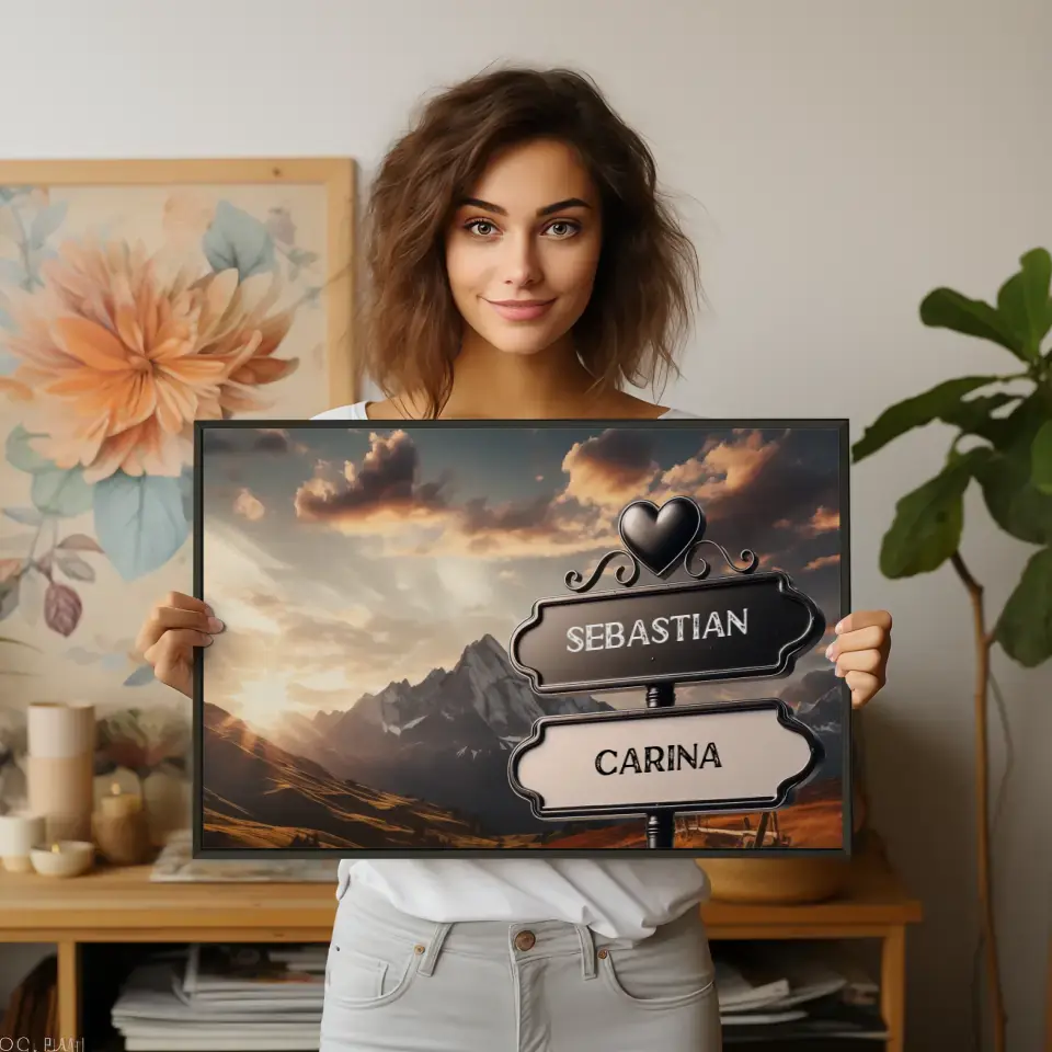 Personalisiertes Poster Liebe Wegweiser Alpen mit Namen